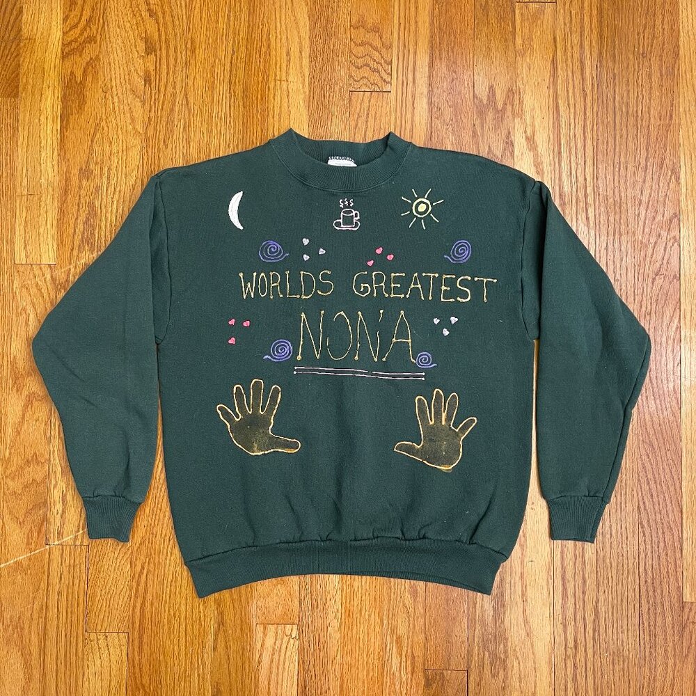 Vintage Worlds Greatest Nona Crewneck Sweatshirt Size Large 90s Tultex Grandma